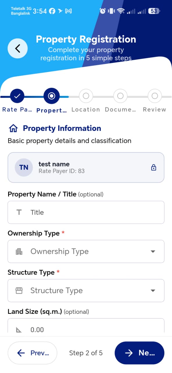 Step 2 — Property Information
